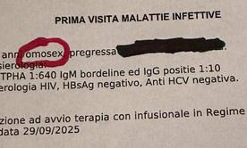 “Paziente omosex su referto”, denuncia di un 61enne. Asl: “Era documento riservato”