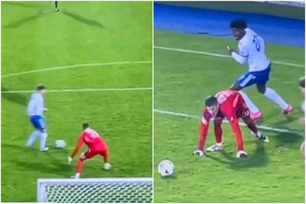Portiere prova dribbling, attaccante centra un compagno sulla linea: disastri in Repubblica Ceca