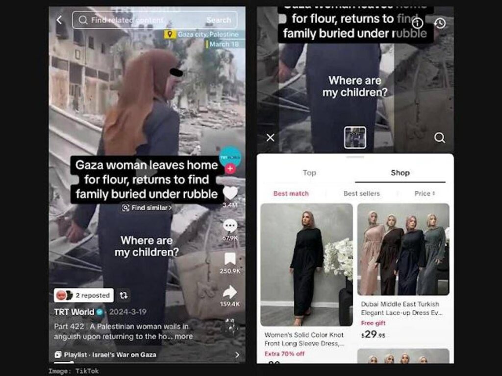 TikTok sotto accusa: a Gaza lo shopping automatico appare nei video umanitari