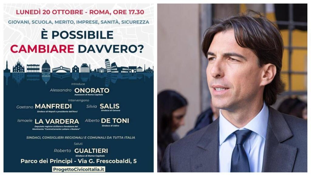 Centrosinistra, i ‘civici’ con Onorato a Roma il 20 ottobre: con Manfredi e Salis per ‘cambiare davvero’