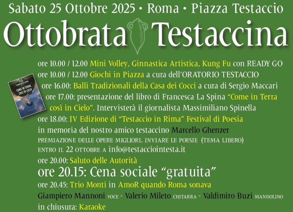 Roma, torna l’’Ottobrata Testaccina’: festa di quartiere tra memoria, cultura e socialità