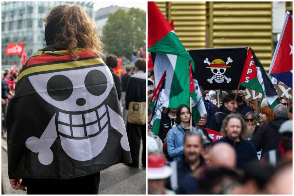 Teschio con cappello di paglia, perché il simbolo di ‘One Piece’ sbuca nei cortei per Gaza e Flotilla?