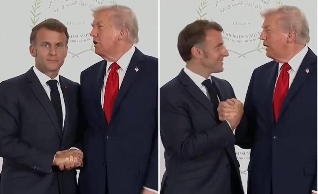 Trump e Macron, il balletto per la solita stretta di mano extralarge