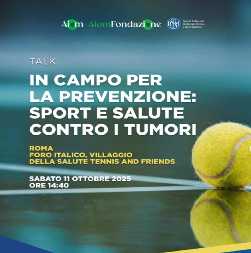 Tumori, nel Lazio sedentario il 26% della popolazione: Aiom e Sirm a Roma per Tennis&Friends