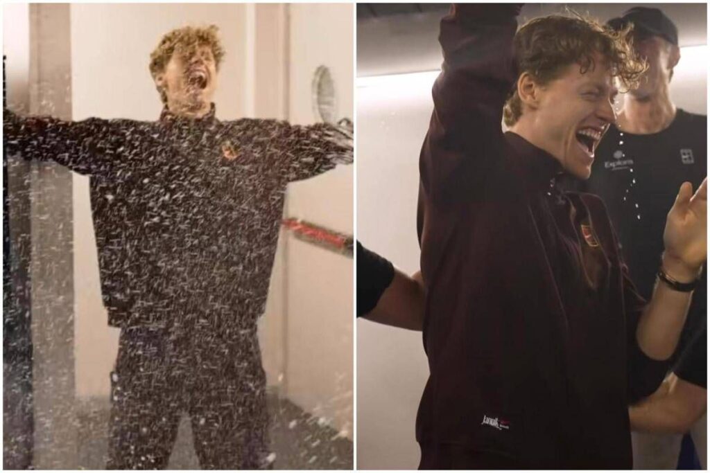 Champagne e cori, festa ‘senza freni’ di Sinner nello spogliatoio delle Finals