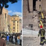 Roma, crollata parte di torre ai Fori Imperiali