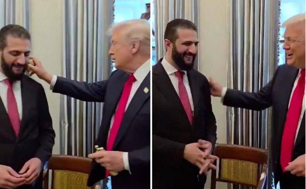 Trump regala il suo profumo a al-Sharaa: “Per te e tua moglie. Quante ne hai?”