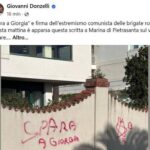 Donzelli pubblica foto scritta su muro: “‘Spara a Giorgia’ a firma Br, non ci fermeremo”