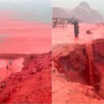 Mare ‘rosso sangue’ in Iran, lo spettacolo sull’isola di Hormuz
