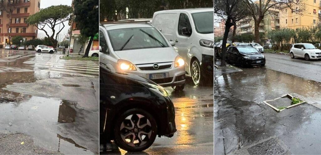 Nubifragio su Roma, strade allagate e traffico in tilt