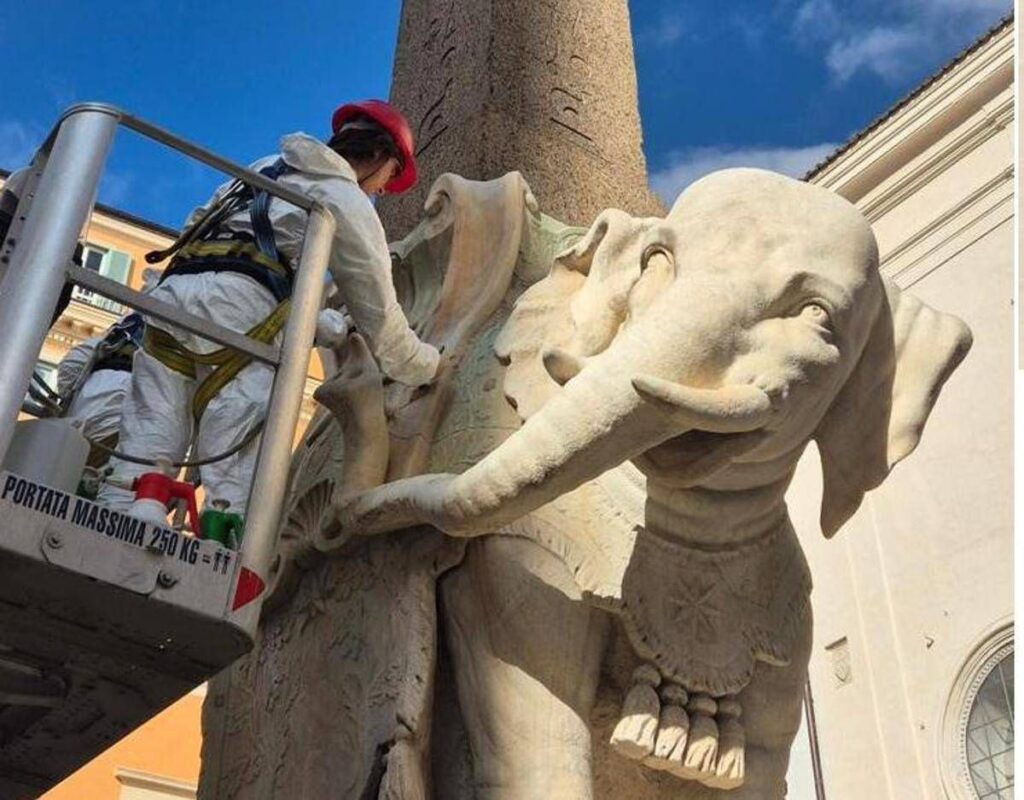 Roma, Elefante di Bernini restaurato dopo distacco della zanna