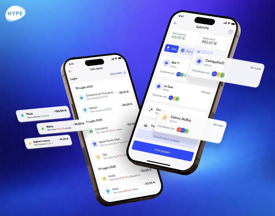 HYPE presenta SplitHYPE e porta la stessa semplicità, velocità e controllo, dalla gestione personale del denaro a quella condivisa.