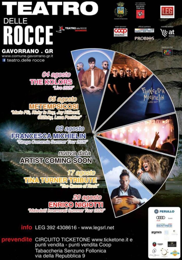 Torna l’estate di grandi eventi al Teatro delle Rocce di Gavorrano (GR): svelata l’edizione 2026