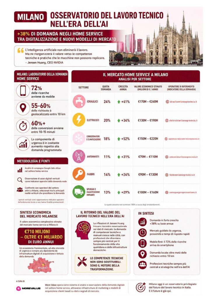 Milano osservatorio del lavoro tecnico nell’era dell’IA: +38% di domanda negli home service secondo l’analisi di More Value