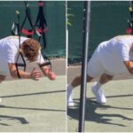 Sinner si allena, ‘strano’ esercizio a Wimbledon