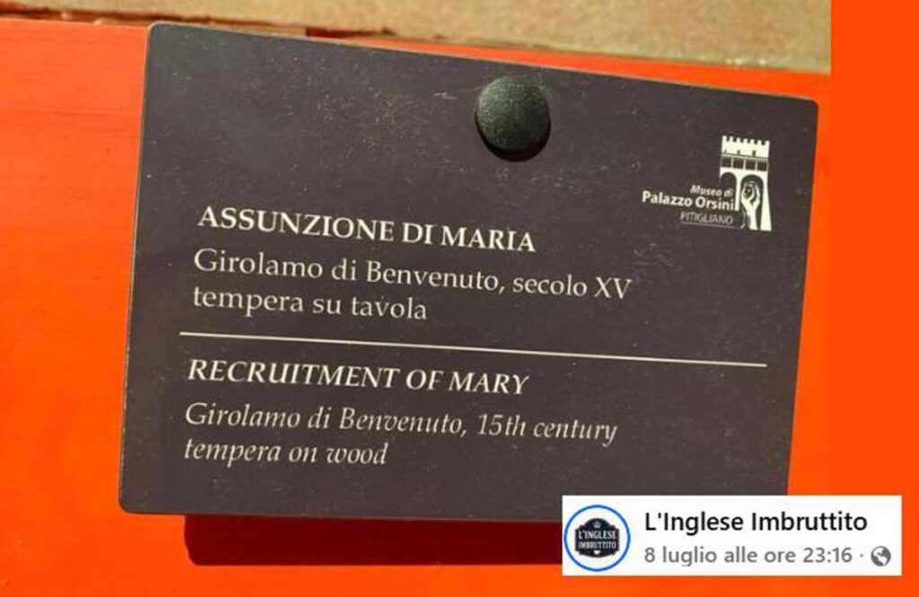 La Madonna ‘assunta’… ma al lavoro: il refuso al museo di Pitigliano diventa un caso virale