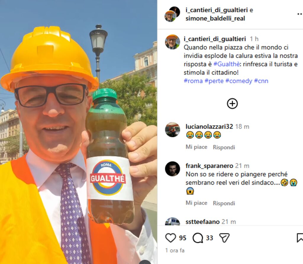 L’azzurro Baldelli e la parodia di Gualtieri: “Quando in piazza esplode calura bevete tè Gualthè…”