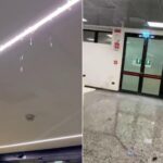 Piove dentro l’aeroporto di Milano Malpensa, acqua vicino a bagagli e biglietteria