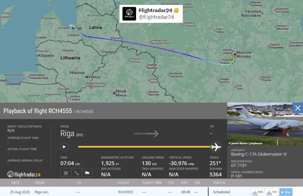 Russia, media: aereo militare Usa atterrato a Mosca, dal Cremlino nessuna informazione