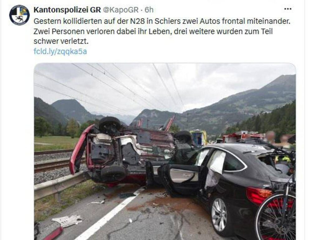 Svizzera, incidente stradale a Schiers: morti due italiani