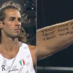 Tamberi oro nel salto in alto, il messaggio sul braccio: “Fidati di te”