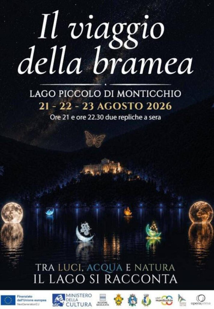 Teatro il viaggio della Bramea, a Monticchio spettacolo di luci, droni e danza