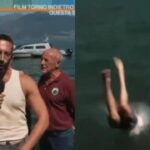 Mario Acampa, inviato di Camper, si spoglia e si getta nel lago in diretta tv: “Grazie a tutti”