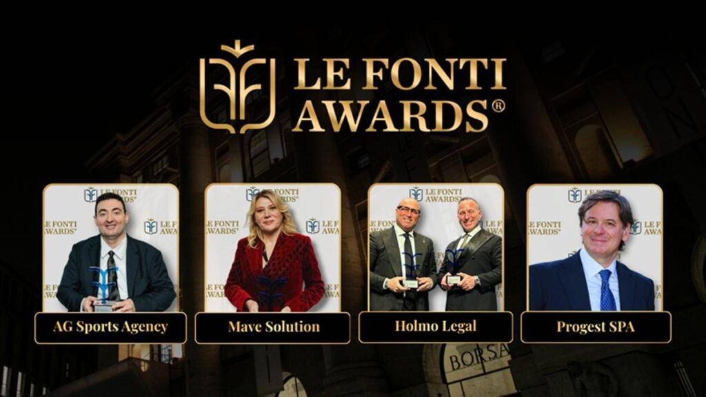 Le Fonti Awards e Stagira CEO Summit celebrano l’eccellenza italiana e internazionale: tra i vincitori Mave Solution, Progest, Holmo Legal e AG Sports Agency